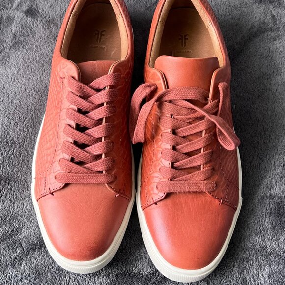 Frye Ivy Snake Embossed Leather Women Sneakers in Rosewood Size 8.5 - Picture 8 of 11